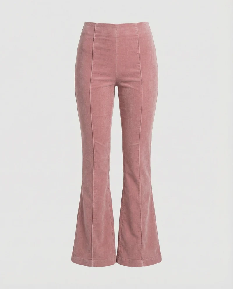 Damen Flared Cord-Hose mit hohem Bund und weichem Material