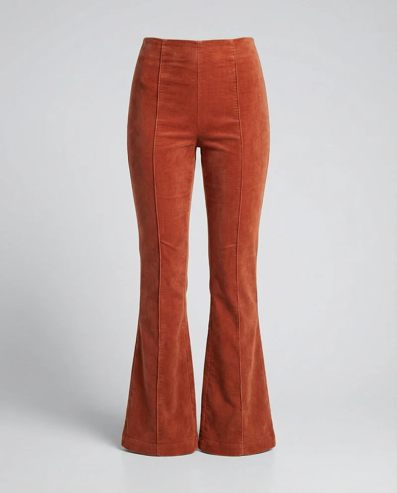 Damen Flared Cord-Hose mit hohem Bund und weichem Material