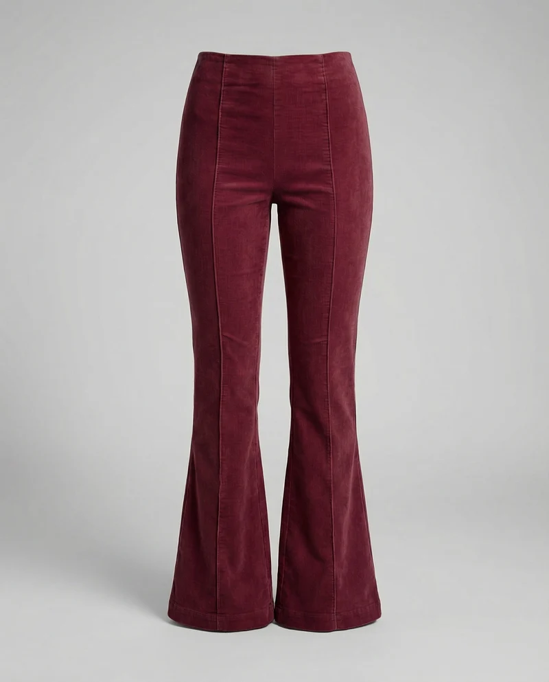 Damen Flared Cord-Hose mit hohem Bund und weichem Material