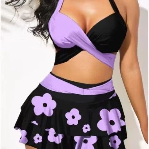 Damen Tankini-Set mit verstellbaren Trägern und schwingendem Rock