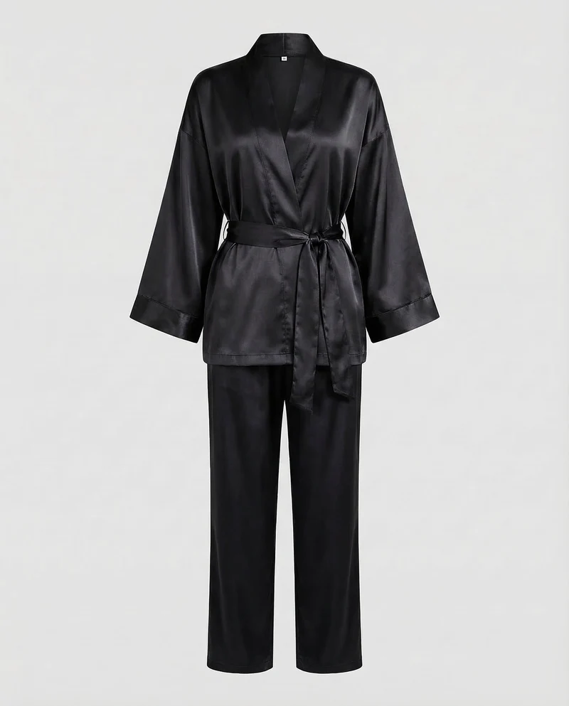 Damen Satin Pyjama Set