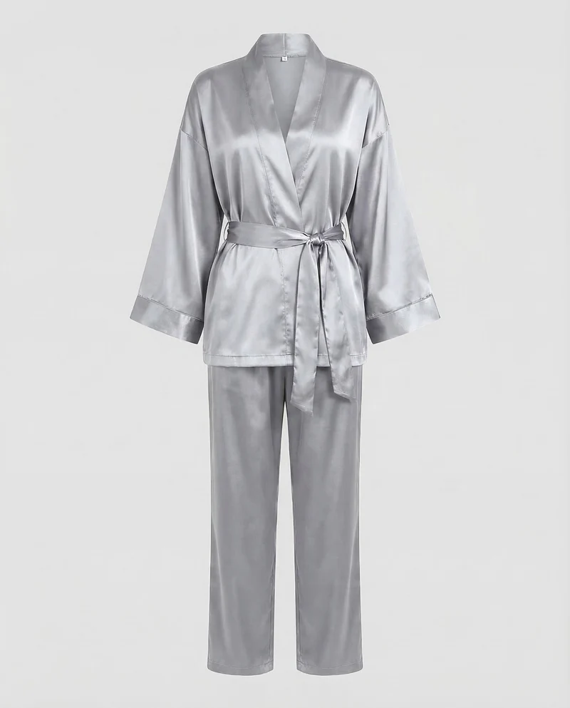 Damen Satin Pyjama Set
