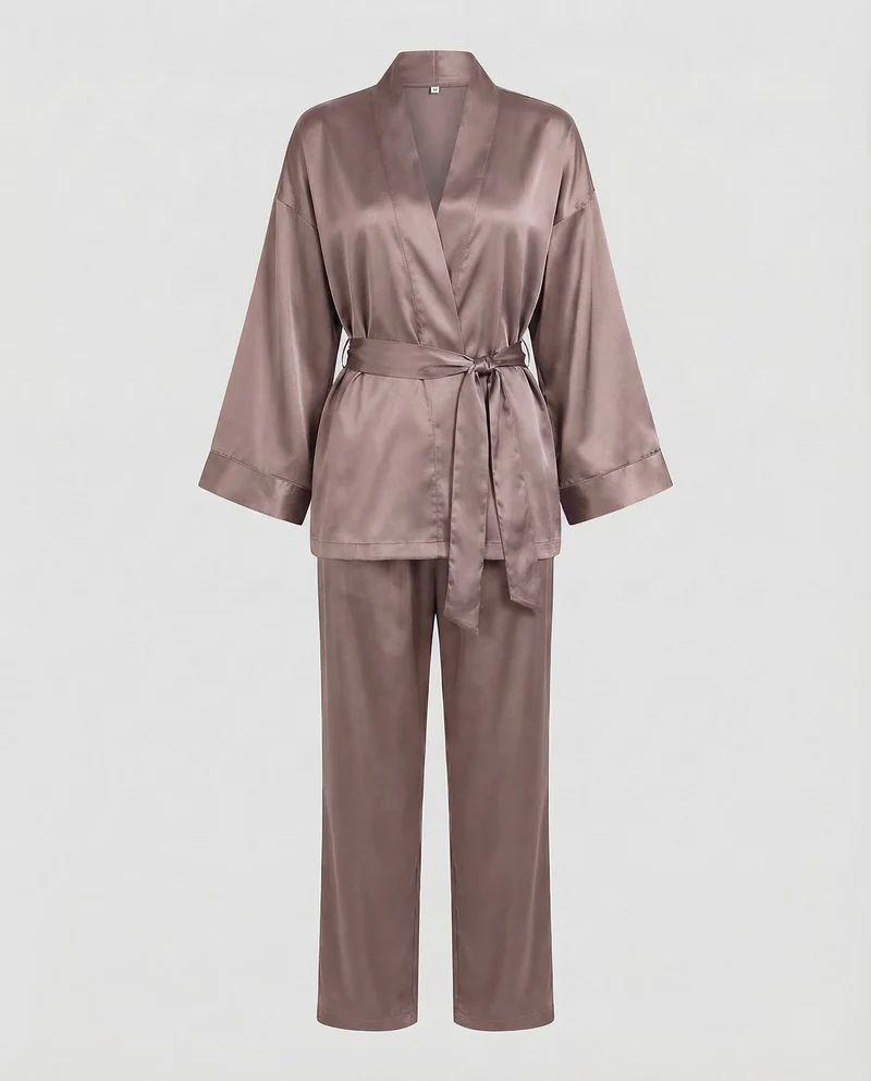 Damen Satin Pyjama Set