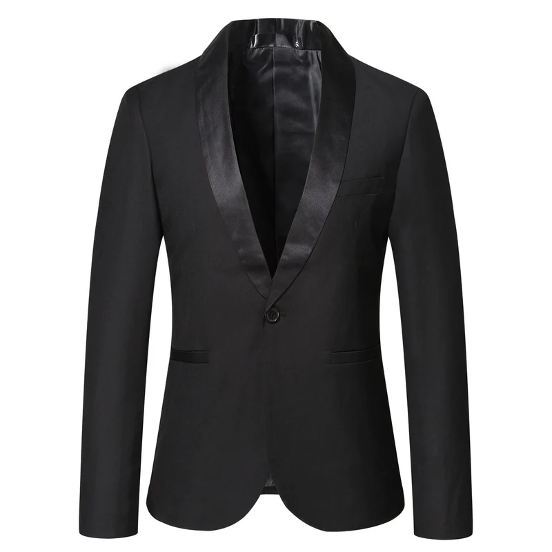 Herren eleganter Smoking-Blazer mit satinierter Reversbesatz