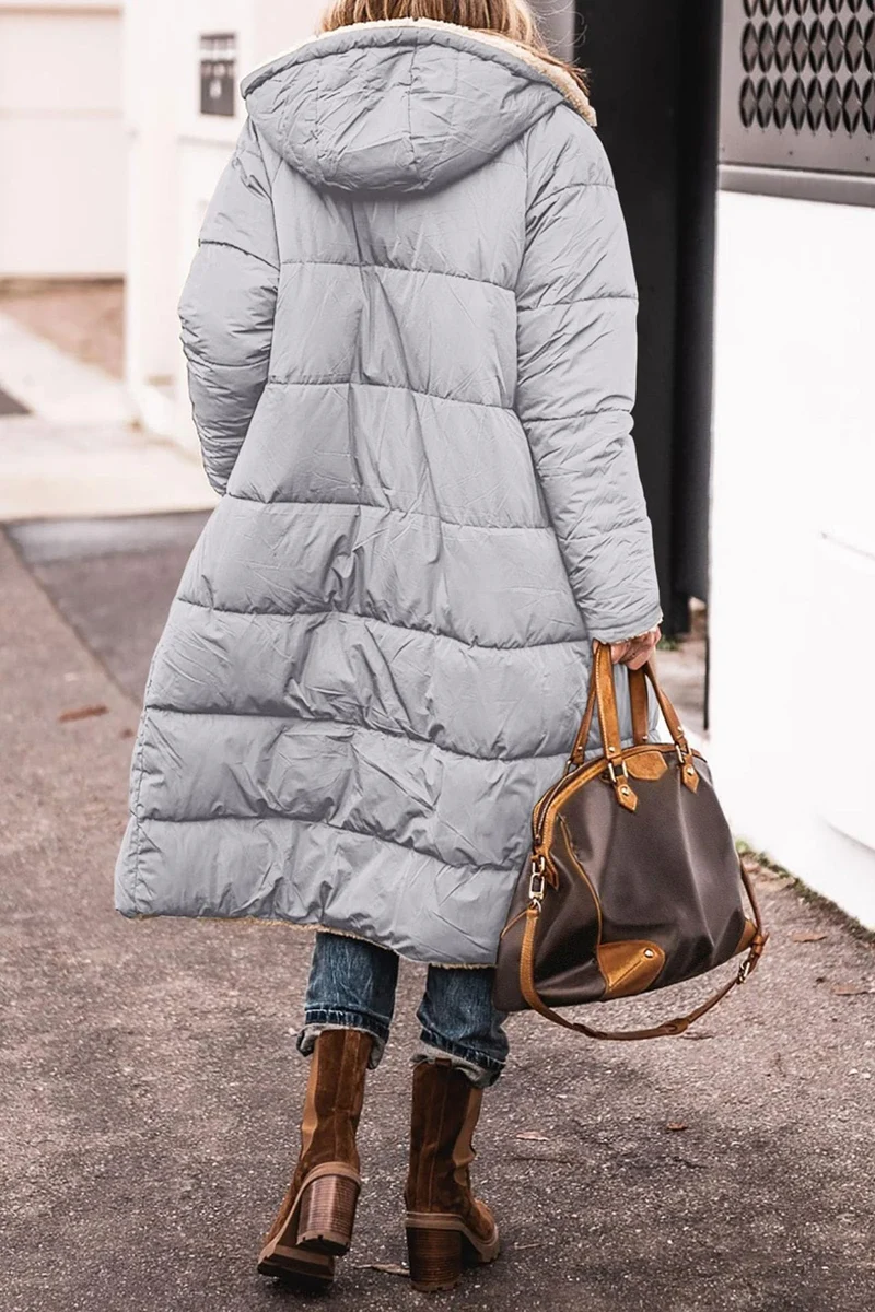 Damen lange, gefütterte Winterjacke mit Fleece-Futter