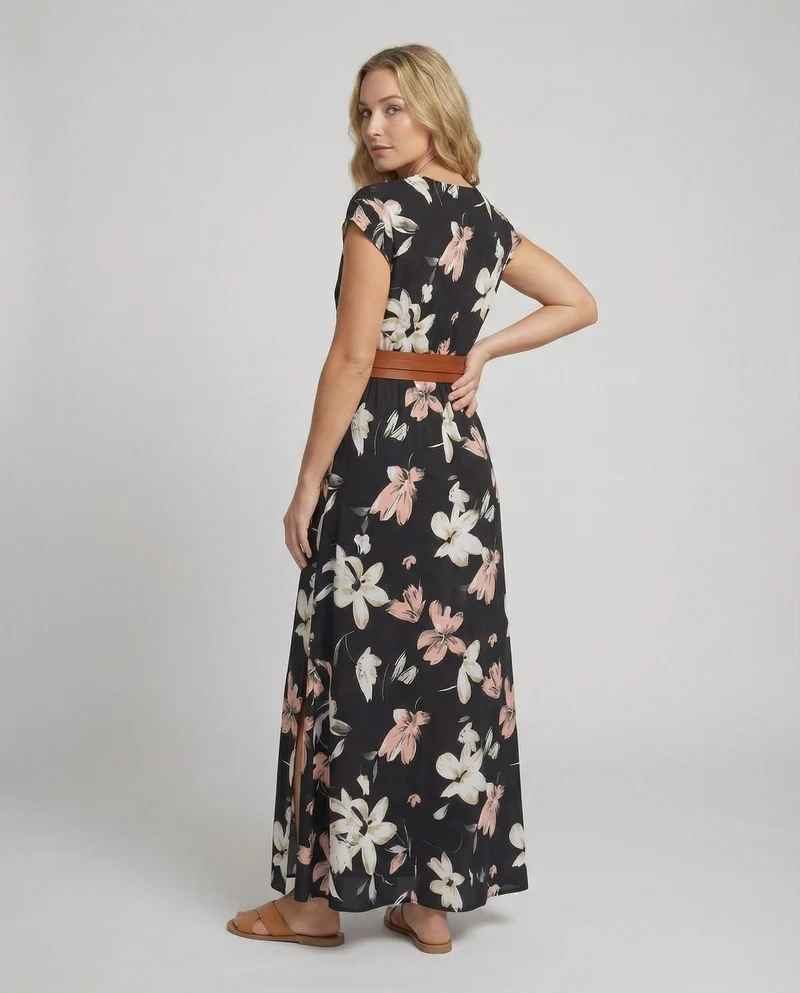 Boho Langes Maxikleid mit Blumenmuster für Sommer & Urlaub